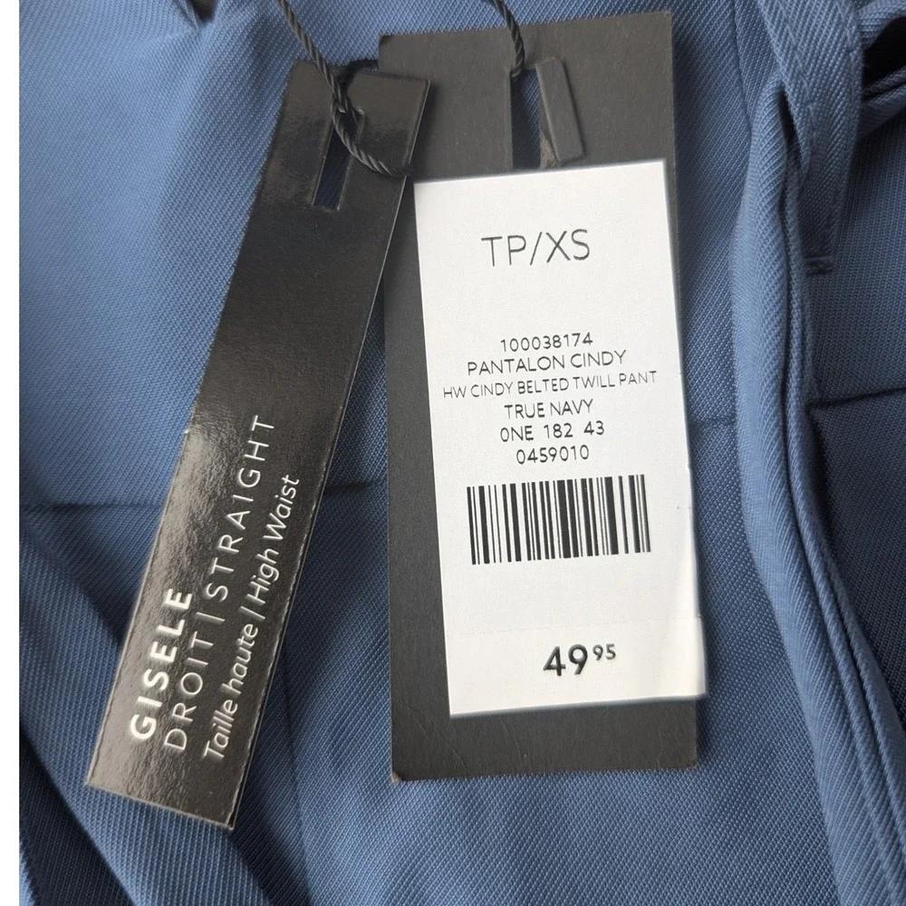 NWT DYNAMITE GISELE STRAIGHT‎ High Waist Belted Twill Pant True Navy TP XS